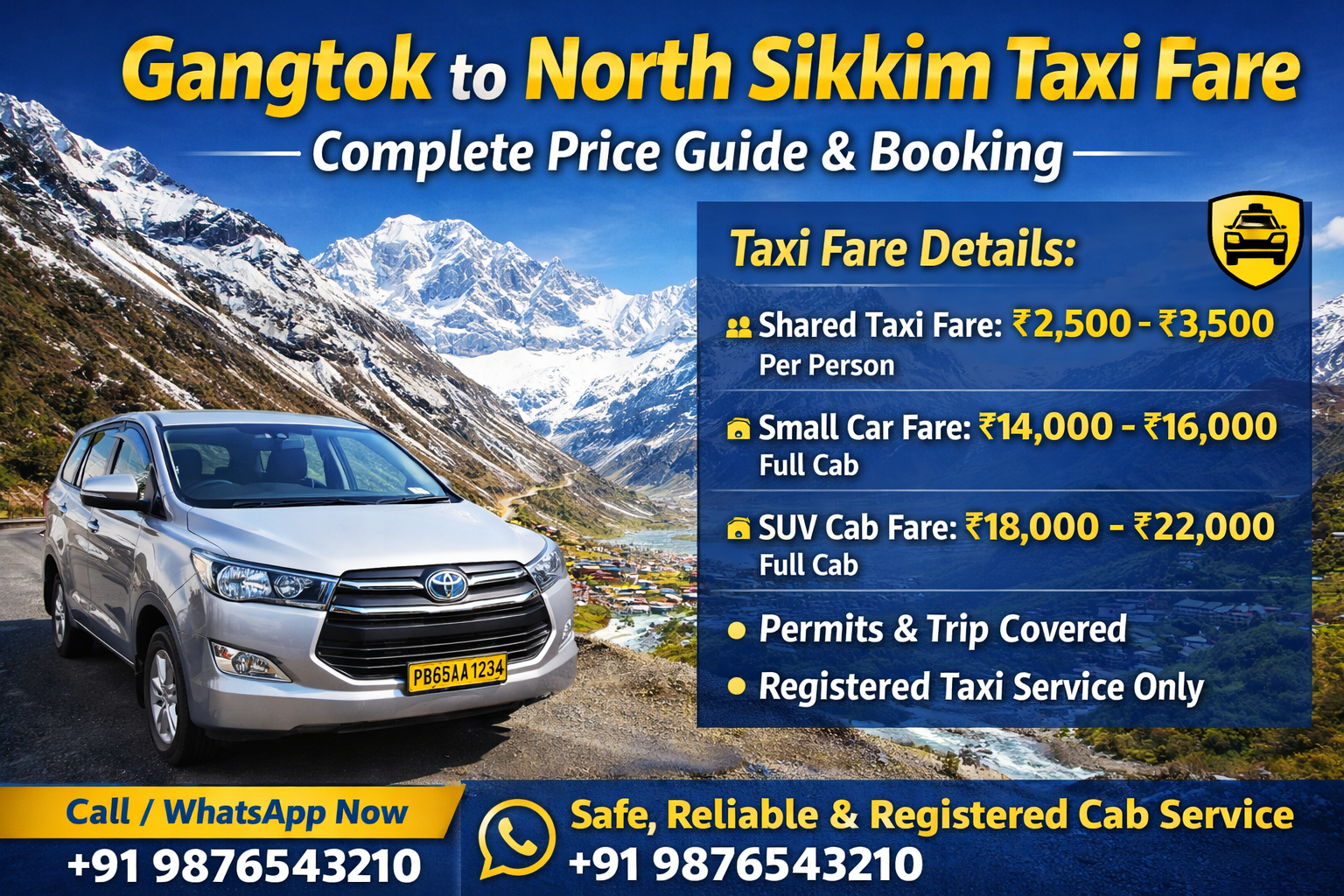 Gangtok to North Sikkim Taxi Fare | Complete Price Guide & Booking